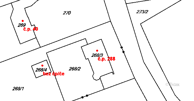 Janovice 288, Rýmařov na parcele st. 268/3 v KÚ Janovice u Rýmařova, Katastrální mapa