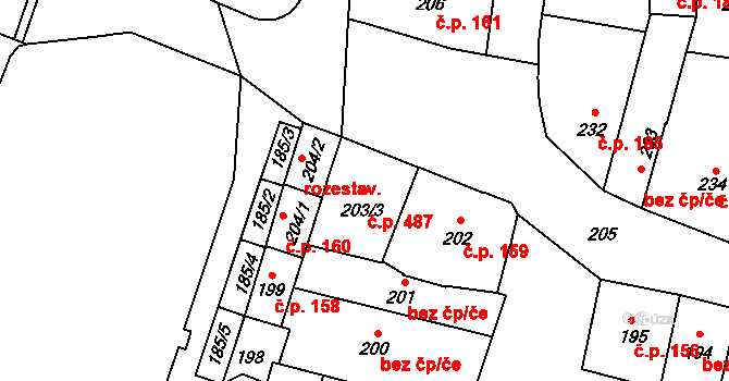 České Budějovice 1 487, České Budějovice na parcele st. 203/3 v KÚ České Budějovice 1, Katastrální mapa