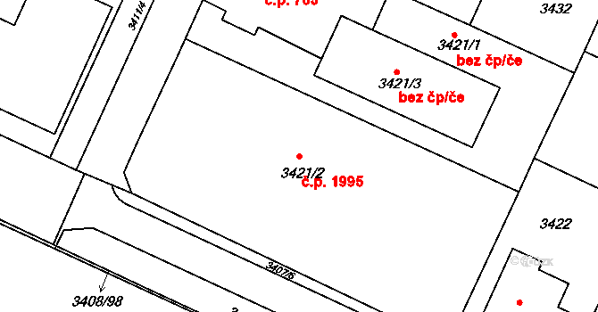 Předměstí 1995, Litoměřice na parcele st. 3421/2 v KÚ Litoměřice, Katastrální mapa