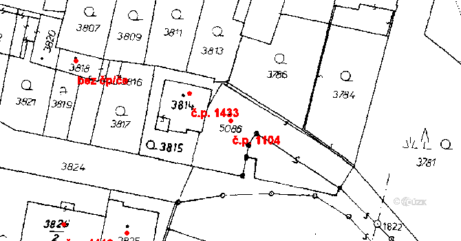 Poděbrady III 1104, Poděbrady na parcele st. 5086 v KÚ Poděbrady, Katastrální mapa