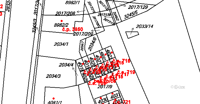 Hodonín 716 na parcele st. 4022/1 v KÚ Hodonín, Katastrální mapa