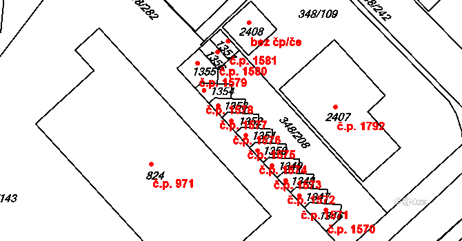 Mařatice 1576, Uherské Hradiště na parcele st. 1352 v KÚ Mařatice, Katastrální mapa