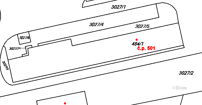 Želešice 501 na parcele st. 484/1 v KÚ Želešice, Katastrální mapa