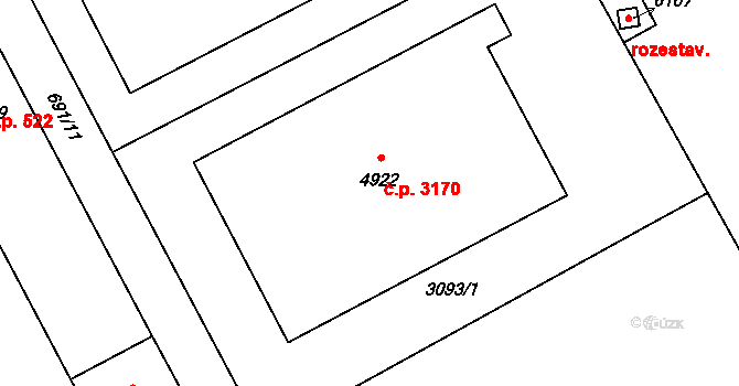Šumperk 3170 na parcele st. 4922 v KÚ Šumperk, Katastrální mapa