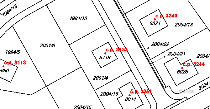 Dvůr Králové nad Labem 3133 na parcele st. 5719 v KÚ Dvůr Králové nad Labem, Katastrální mapa
