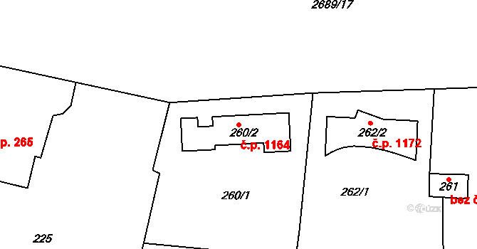 Řevnice 1164 na parcele st. 260/2 v KÚ Řevnice, Katastrální mapa