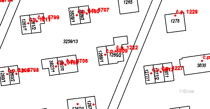 Zlín 5809 na parcele st. 1266/1 v KÚ Zlín, Katastrální mapa