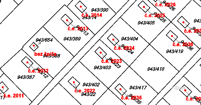 Velká Chuchle 2023, Praha na parcele st. 943/23 v KÚ Velká Chuchle, Katastrální mapa