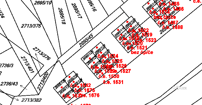 Pelhřimov 1525 na parcele st. 2695/123 v KÚ Pelhřimov, Katastrální mapa