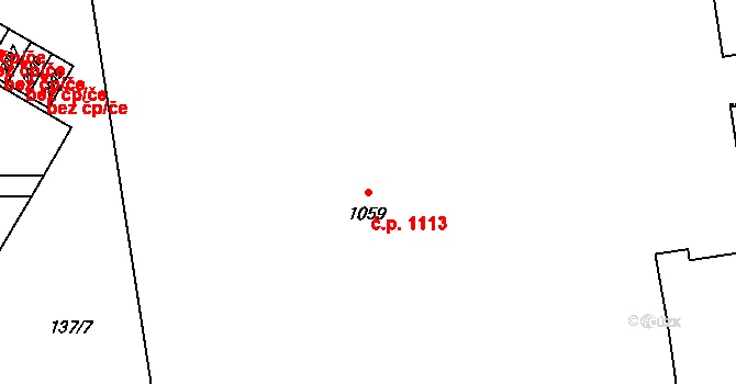 Mariánské Hory 1113, Ostrava na parcele st. 1059 v KÚ Mariánské Hory, Katastrální mapa