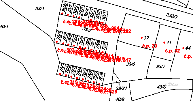 Chanov 315,316, Obrnice na parcele st. 75/8 v KÚ Chanov, Katastrální mapa