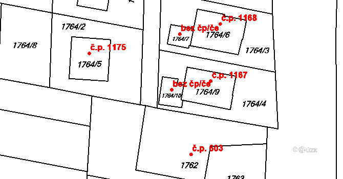 Orlová 38236401 na parcele st. 1764/10 v KÚ Horní Lutyně, Katastrální mapa