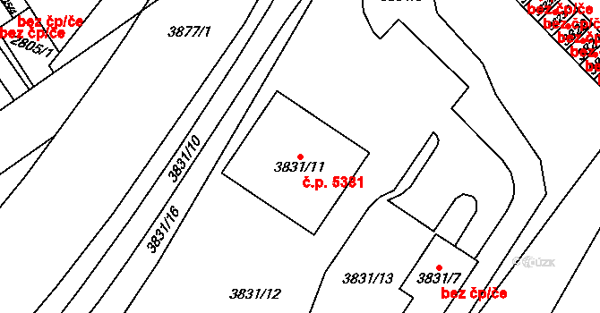 Chomutov 39095401 na parcele st. 3831/11 v KÚ Chomutov I, Katastrální mapa