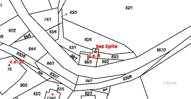 Perštejn 39124401 na parcele st. 163 v KÚ Rájov u Perštejna, Katastrální mapa