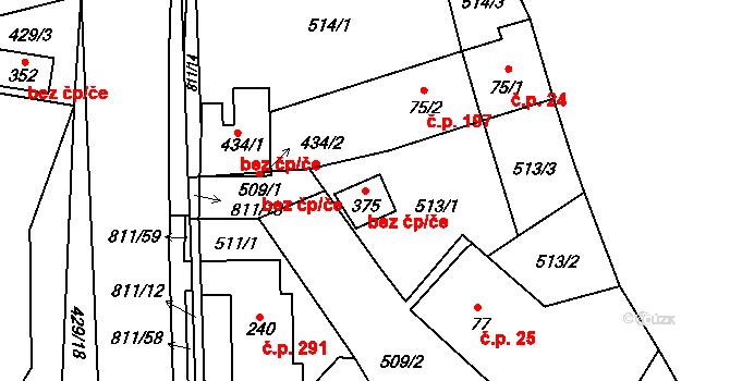 Klatovy 39199401 na parcele st. 375 v KÚ Luby, Katastrální mapa