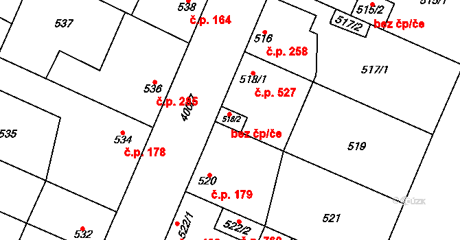 Praha 40448401 na parcele st. 518/2 v KÚ Ďáblice, Katastrální mapa