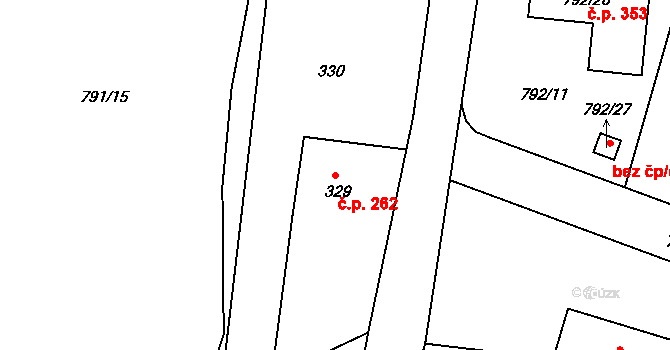 Lípa 262 na parcele st. 329 v KÚ Lípa nad Dřevnicí, Katastrální mapa