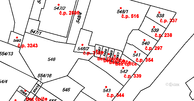 Teplice 41047401 na parcele st. 548/7 v KÚ Teplice, Katastrální mapa