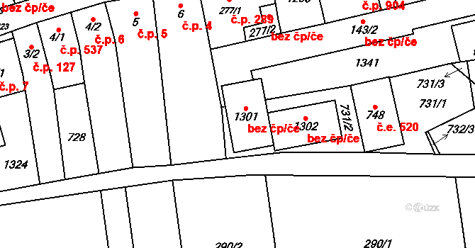 Bílovice nad Svitavou 41675401 na parcele st. 1301 v KÚ Bílovice nad Svitavou, Katastrální mapa