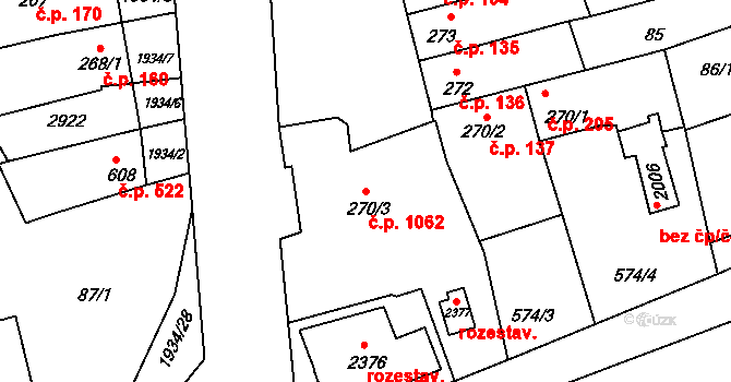 Malenovice 1062, Zlín na parcele st. 270/3 v KÚ Malenovice u Zlína, Katastrální mapa