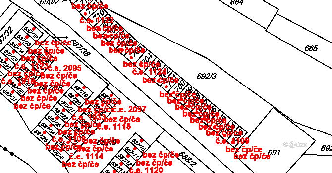 Brno 42184401 na parcele st. 701 v KÚ Lesná, Katastrální mapa