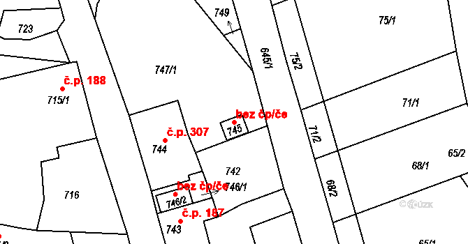 Olešnice 44062401 na parcele st. 745 v KÚ Olešnice na Moravě, Katastrální mapa