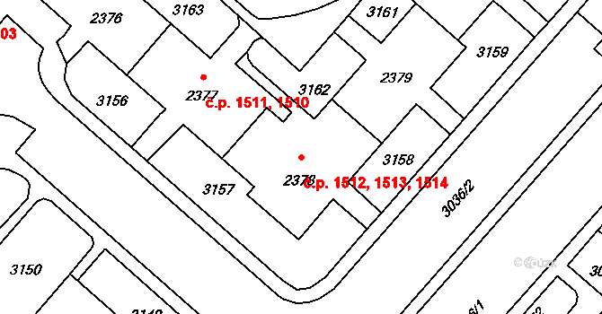 Kateřinky 1512,1513,1514, Opava na parcele st. 2378 v KÚ Kateřinky u Opavy, Katastrální mapa