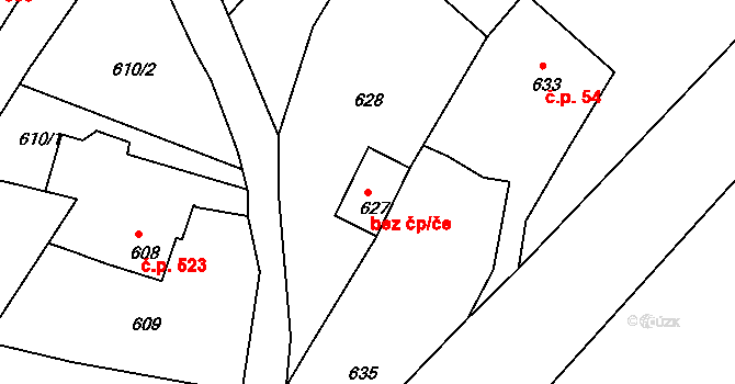 Lelekovice 46070401 na parcele st. 627 v KÚ Lelekovice, Katastrální mapa