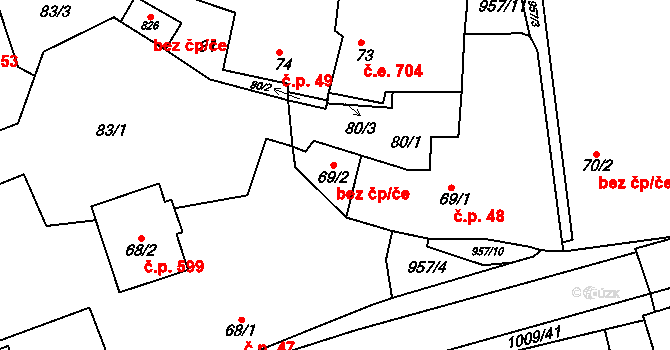 Šťáhlavy 46246401 na parcele st. 69/2 v KÚ Šťáhlavy, Katastrální mapa