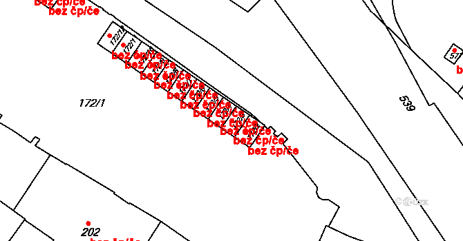 Jemnice 46400401 na parcele st. 172/3 v KÚ Jemnice, Katastrální mapa