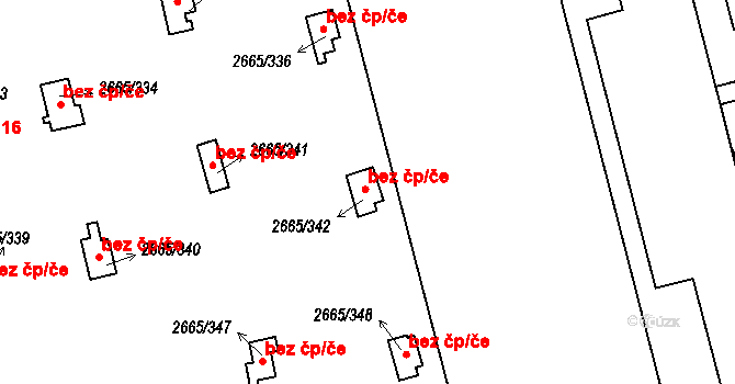 Praha 46811401 na parcele st. 2665/342 v KÚ Kyje, Katastrální mapa