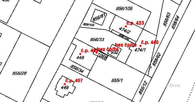Hanušovice 48344401 na parcele st. 1068 v KÚ Hanušovice, Katastrální mapa