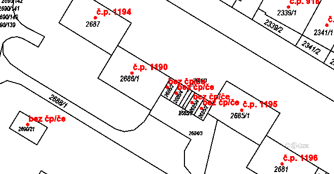 Slavkov u Brna 49035401 na parcele st. 2686/2 v KÚ Slavkov u Brna, Katastrální mapa