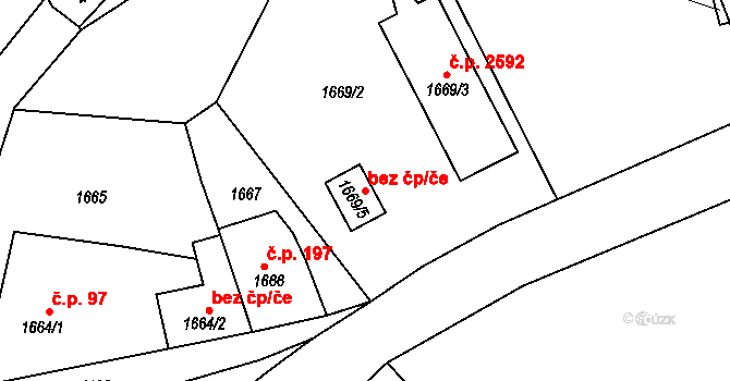 Praha 50490401 na parcele st. 1669/5 v KÚ Dejvice, Katastrální mapa