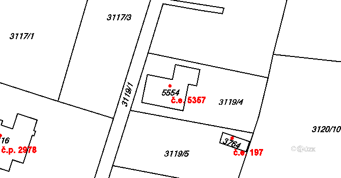Dvůr Králové nad Labem 5357 na parcele st. 5554 v KÚ Dvůr Králové nad Labem, Katastrální mapa
