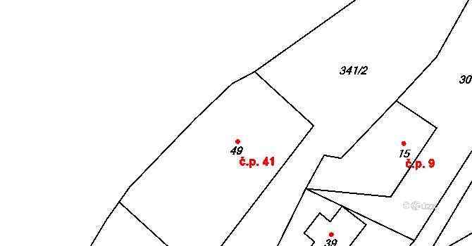 Hodonín 41 na parcele st. 49 v KÚ Hodonín u Nasavrk, Katastrální mapa