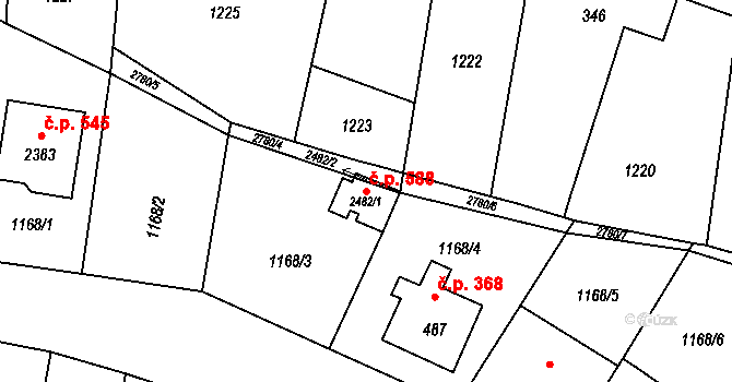 Hranice IV-Drahotuše 588, Hranice na parcele st. 2482/1 v KÚ Drahotuše, Katastrální mapa