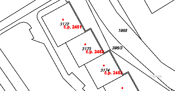 Brandýs nad Labem 2452, Brandýs nad Labem-Stará Boleslav na parcele st. 3173 v KÚ Brandýs nad Labem, Katastrální mapa