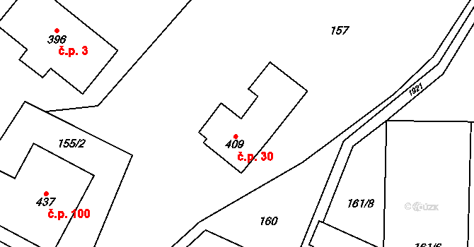 Cotkytle 30 na parcele st. 409 v KÚ Cotkytle, Katastrální mapa