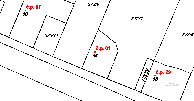 Korycany 61, Neratovice na parcele st. 66 v KÚ Korycany, Katastrální mapa