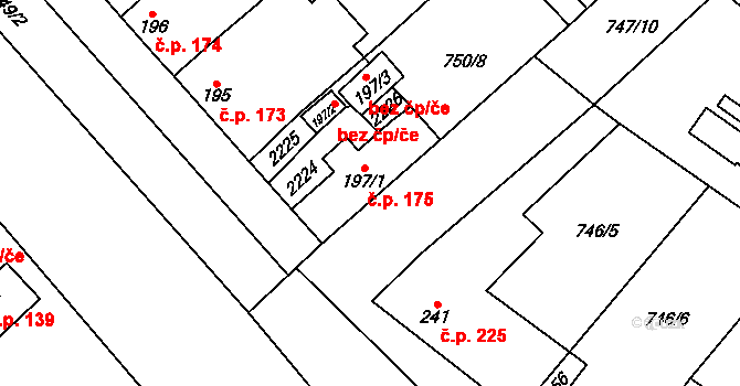 Lužec nad Vltavou 175 na parcele st. 197/1 v KÚ Lužec nad Vltavou, Katastrální mapa