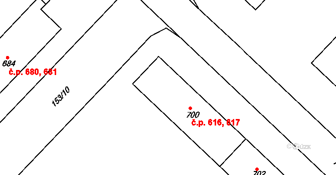 Lobeček 616,617, Kralupy nad Vltavou na parcele st. 700 v KÚ Lobeček, Katastrální mapa