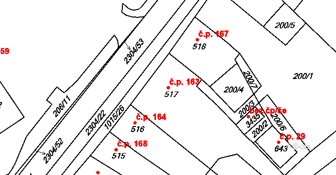 Sušice II 163, Sušice na parcele st. 517 v KÚ Sušice nad Otavou, Katastrální mapa