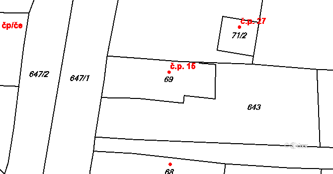 Bakov 15, Studnice na parcele st. 69 v KÚ Řešetova Lhota, Katastrální mapa