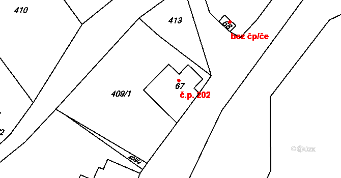 Teplice nad Metují 202 na parcele st. 67 v KÚ Teplice nad Metují, Katastrální mapa
