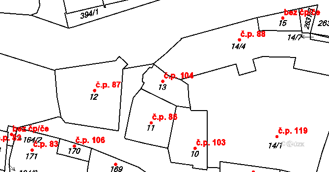 Vimperk I 104, Vimperk na parcele st. 13 v KÚ Vimperk, Katastrální mapa