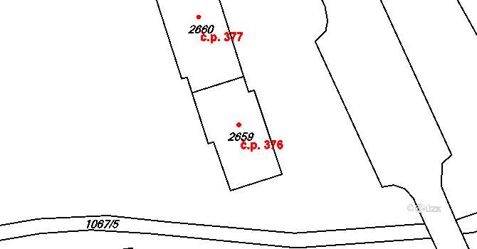 Plešivec 376, Český Krumlov na parcele st. 2659 v KÚ Český Krumlov, Katastrální mapa