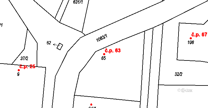Metánov 63, Častrov na parcele st. 65 v KÚ Metánov, Katastrální mapa