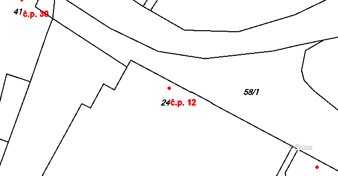 Lednice 12, Kozojedy na parcele st. 24 v KÚ Lednice, Katastrální mapa