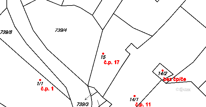 Broumova Lhota 17, Krásná Hora na parcele st. 15 v KÚ Broumova Lhota, Katastrální mapa